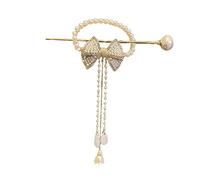 Bastone for capelli, forcina for capelli cinese, bacchette for capelli, bacchette for capelli, bastoncini for capelli con fiocco di perle e strass Bacchette for capelli con catena a nappa pendente Ele