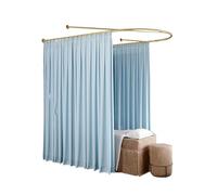 Bastone For Tende A Forma Di U For Divisorio Di Ambienti, Binario Di Supporto In Metallo, Schermo Di Protezione Che Trasmette La Luce, For Salone Di Bellezza(Blue,Width-120cm)