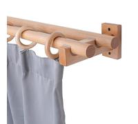Bastone For Tende Doppio Da 39,4 A 125,9 Pollici, Bastone Doppio In Legno Massello Resistente For Camere Da Letto, Soggiorni, Aree Esterne E Patii(47.2in)