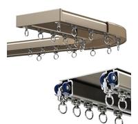 Bastone For Tende Doppio Silenzioso Per Tende A Soffitto In Alluminio, 1-6m Binario Per Tenda Per Soggiorno Camera Da Letto Divisorio, Addensato Binari Con Connettore Angolare, Pulegge(Metallic,2m)