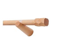 Bastone For Tende In Legno, Binario For Tende In Legno Massello, Asta Romana, Asta Singola Con Staffa, Spina E Adatta For Tende Oscuranti.(220cm)