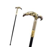 Bastone Gotico Mietitore Nero e Dorato, 2 Pezzi Smontabile per Gentiluomo, Uso Quotidiano, Cosplay Collezione 93cm(Black Gold,Single section)