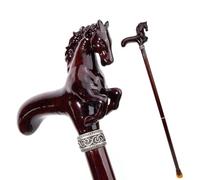 Bastone in Legno Intagliato a Mano a Forma di Testa di Cavallo, 37,4 Pollici Supporto per Anziani, Pieghevole in 2 Pezzi, Impugnatura Ergonomica e Punta in Gomma