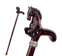Bastone in Legno Intagliato a Mano a Forma di Testa di Cavallo, 37,4 Pollici Supporto per Anziani, Pieghevole in 2 Pezzi, Impugnatura Ergonomica e Punta in Gomma