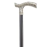 GIMA Ottavio Recalcati - Bastone in legno Leonardo con manico in metallo inciso, cesellato a T, unisex, nero, 27736