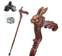 Bastone in Legno Massello Testa D'Animale, Impugnatura Ergonomica Antiscivolo Resistente Portatile Unisex Indispensabile per Anziani