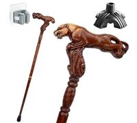 Bastone in Legno Massello Testa D'Animale, Impugnatura Ergonomica Antiscivolo Resistente Portatile Unisex Indispensabile per Anziani