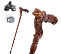 Bastone in Legno Massello Testa D'Animale, Impugnatura Ergonomica Antiscivolo Resistente Portatile Unisex Indispensabile per Anziani
