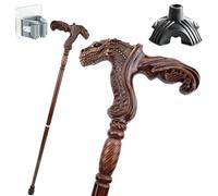 Bastone in Legno Massello Testa D'Animale, Impugnatura Ergonomica Antiscivolo Resistente Portatile Unisex Indispensabile per Anziani