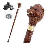 Bastone in Legno Massiccio, Testa D'Animale Manico Ergonomico Antiscivolo Resistente Portatile per Anziani Elegante per Signori