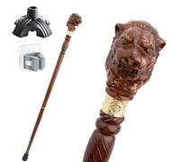 Bastone in Legno Massiccio, Testa D'Animale Manico Ergonomico Antiscivolo Resistente Portatile per Anziani Elegante per Signori