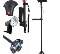 Bastone Intelligente con Luce LED & Allarme - Leggero, Pieghevole, Doppia Impugnatura per Anziani, Altezza Regolabile con Base Quadra Antiscivolo, Regalo Perfetto per Genitori Anziani(1pc)