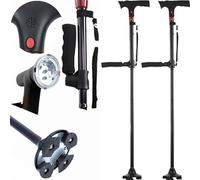 Bastone Intelligente con Luce LED & Allarme - Leggero, Pieghevole, Doppia Impugnatura per Anziani, Altezza Regolabile con Base Quadra Antiscivolo, Regalo Perfetto per Genitori Anziani(2pcs)