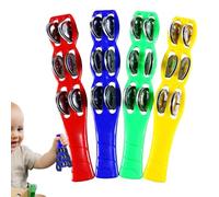 Bastone Jingle Bells, Bastone per tamburello a mano, Jingle Stick 4 pezzi con jingles in acciaio, Jingle Stick Shaker Sonaglio, Strumento musicale a percussione latina, Jingle Stick con jingles in