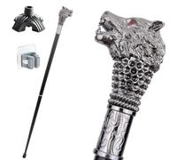 Bastone Lupo 3D Argentato, Impugnatura Ergonomica, Antiscivolo e Resistente Portatile Unisex Anche un Accessorio di Moda
