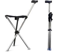 Bastone Multifunzionale Con Sedile Stampelle Sgabello Per Anziani Large Seat Board Altezza Regolabile Pieghevole Per Anziani, Disabili E Persone Convalescenti Con 3 Gambe Retrattil