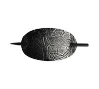 Bastone ovale in pelle, per capelli in finta pelle e ponytail Holder, minimalist ovale, per donne, Secure Grip Bun Maker Updo Hair Accessories (argento)