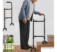Bastone Passeggio, Ausilio Per Salire Le Scale Stampelle Per Anziani Altezza (85-115Cm) E Larghezza (22-36Cm) Regolabili Base Quadrupla Versatile Bastone Passeggio/Ausilio Salire Scale Design 2 In 1