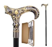Bastone Passeggio Gotico Vintage Testa di Morte e Oro - 93,5 cm, Gentiluomo Unisex Ornato, per Cosplay, Feste Steampunk & Collezione Decorativa