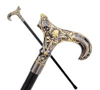 Bastone Passeggio Vintage Testa di Morte e Oro - 93,5 cm, Stile Gentleman Elegante Unisex, per Cosplay, Feste a Tema & Eventi Formali