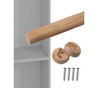 Bastone per armadio in legno resistente, forma ovale, con venature naturali, asta per tende anticata, per balcone e casa (86 cm), ideale per guardaroba