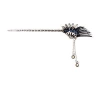 Bastone per capelli a forma di piuma cinese con bacchetta pendente forcina chignon spilla nappa blu