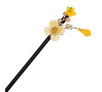 Bastone per capelli in legno con fiore smaltato, stile retrò, accessorio per gioielli Hanfu Cheongsam