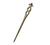 Bastone per capelli in legno verde cinese Hanfu accessori per capelli con perline rosse semplice forma irregolare fermaglio per capelli bacchetta gioielli retrò