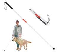 Bastone per ciechi, 123 cm, bastone da passeggio pieghevole per non vedenti, rosso bianco e riflettente, bastone da passeggio pieghevole a 4 sezioni per non vedenti e non vedenti