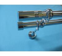 BASTONE PER DOPPIA TENDA DIAMETRO 25 MM.FINITURA ACCIAIO LUCIDO COMPLETO