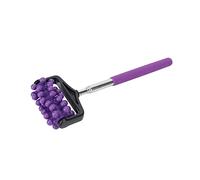 Bastone per massaggio telescopico alla schiena, rullo massaggiante regolabile per alleviare il dolore muscolare, impugnatura ergonomica, gomma antiscivolo, resistente e leggero, (Viola)