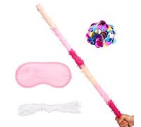 Bastone per Pignatta Set, 76cm Robusti Rosa Bastone per Pignatta Compleanno con Benda Sull'Occhio Corda e Coriandoli come Bambini Adulti Feste a Tema Divertimento e Gioia