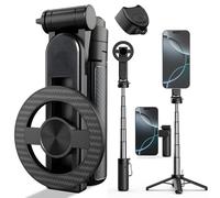 Bastone per selfie 4 in 1, multifunzione, rotazione a 360°, mini treppiede portatile estensibile per telefono con telecomando e anello in metallo per iPhone e Android, per viaggi, vlog, live streaming