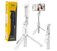 bastone per selfie con treppiede e telecomando Bluetooth Z8S, bianco