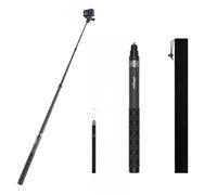 Bastone per selfie invisibile in fibra di carbonio da 120 cm, 27 cm, compatto, estensibile, 4 lunghezze regolabili, per fotocamera DJI 360, solo 112 g, include borsa portaoggetti e cinturino da polso