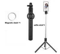 Bastone per selfie magnetico da 170 cm con telecomando senza fili, compatibile con tutti gli smartphone e le action cam, con vite da 1/4" per vacanze invernali, viaggi, attività all'aperto, live strea