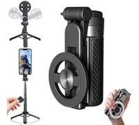 Bastone per selfie magnetico multifunzione 4 in 1 con rotazione a 360°, treppiede universale portatile tascabile con telecomando wireless, bastone per selfie retrattile staccabile, per tutti i