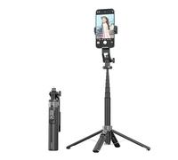Bastone per selfie per cellulare, il bastone per selfie può essere esteso a quattro angoli, con una luce di riempimento (staccabile), 3 colori 9 posizioni (nero, il tubo in lega di alluminio non ha