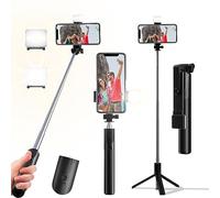 Bastone per selfie, treppiede retrattile da 101,6 cm, con telecomando wireless e luce, treppiede portatile per fotografia, streaming live, registrazione video, compatibile con tutti i telefoni