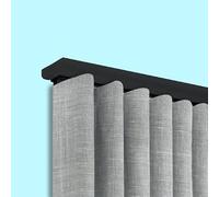 Bastone per tenda a binario Wave DS, onde perfette, binario in alluminio, nero, 400 cm extra piatto, altezza 12 mm