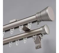 Bastone Per Tenda A Doppio Binario In Alluminio Da Parete Bastoni Per Tende Finestre Bastone Romano For Tende Resistente Binario Scorrevole Silenzioso Para Ventanas Divisori(Grey,3.6m(11.8ft))