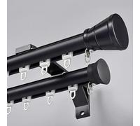 Bastone Per Tenda A Doppio Binario In Alluminio Da Parete Bastoni Per Tende Finestre Bastone Romano For Tende Resistente Binario Scorrevole Silenzioso Para Ventanas Divisori(Black,3.5m(11.5ft))