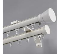 Bastone Per Tenda A Doppio Binario In Alluminio Da Parete Bastoni Per Tende Finestre Bastone Romano For Tende Resistente Binario Scorrevole Silenzioso Para Ventanas Divisori(White,3.4m(11.2ft))