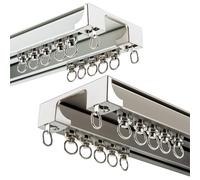 Bastone per tenda a doppio binario in lega di alluminio, design silenzioso, montaggio a soffitto, champagne/bianco, 150 cm, per una decorazione elegante della casa