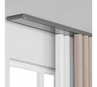 Bastone per tenda a doppio binario silenzioso in alluminio perforato, 2,5 m, montaggio a soffitto, sistema divisorio per tende e mantovane (grigio), facile installazione e design