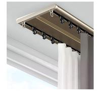 Bastone per tenda a doppio binario ultra sottile, silenzioso, in alluminio, per tende e veli, lunghezza 1-10 m, colore champagne, 140 cm, accessori inclusi