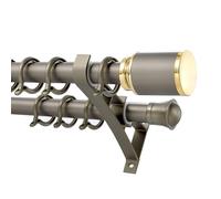 Bastone per tenda a doppio palo color champagne, 190 cm, moderno, in lega di alluminio, resistente, con cuscinetto di carico, silenzioso, ideale per la decorazione della casa