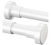 Bastone per Tenda a Pressione Bastone a Pressione per Tenda Senza Forare, Estensibile per Bagno Doccia Camera Tende, Lunghezza 185-250 cm, Ø25 mm, Bianco