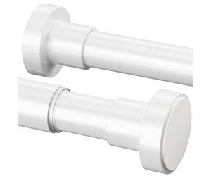 Bastone per Tenda a Pressione Bastone a Pressione per Tenda Senza Forare, Estensibile per Bagno Doccia Camera Tende, Lunghezza 69-90 cm, Ø25 mm, Bianco