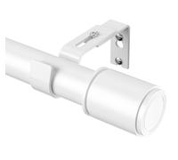 Bastone per tenda bianco, 79-240 cm, asta estensibile per tende con occhielli, 25 mm, regolabile, asta per tenda in metallo, con staffe e set di accessori